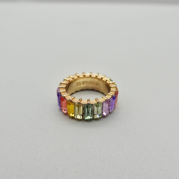 Sugarfix Baublebar Ring Cocktail Rainbow Multicolor Crystal Eternity Band Size 8 - Picture 11 of 12